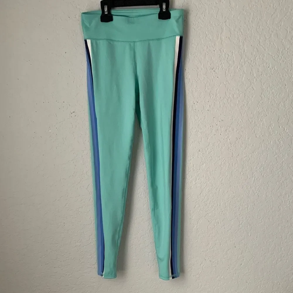 Gap Girls Aqua Leggings with Blue White Stripes Size XL